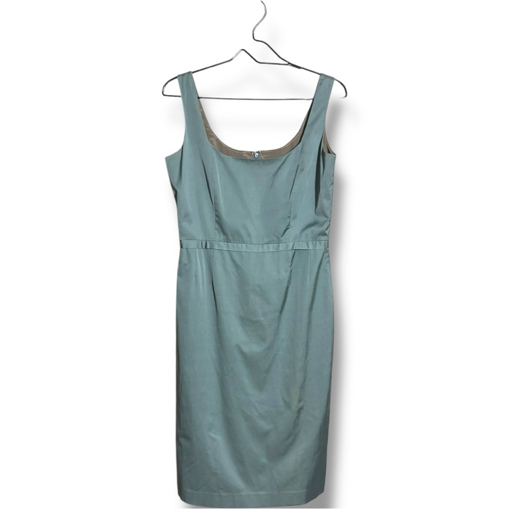Ann Louise Roswald UK 12 Stylish Light Teal Empire Waist Sleeveless Satin Dress - Picture 14 of 16